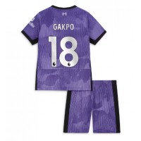 Otroški Nogometni dresi Liverpool Cody Gakpo #18 Tretji 2023-24 Kratek Rokav (+ Kratke hlače)